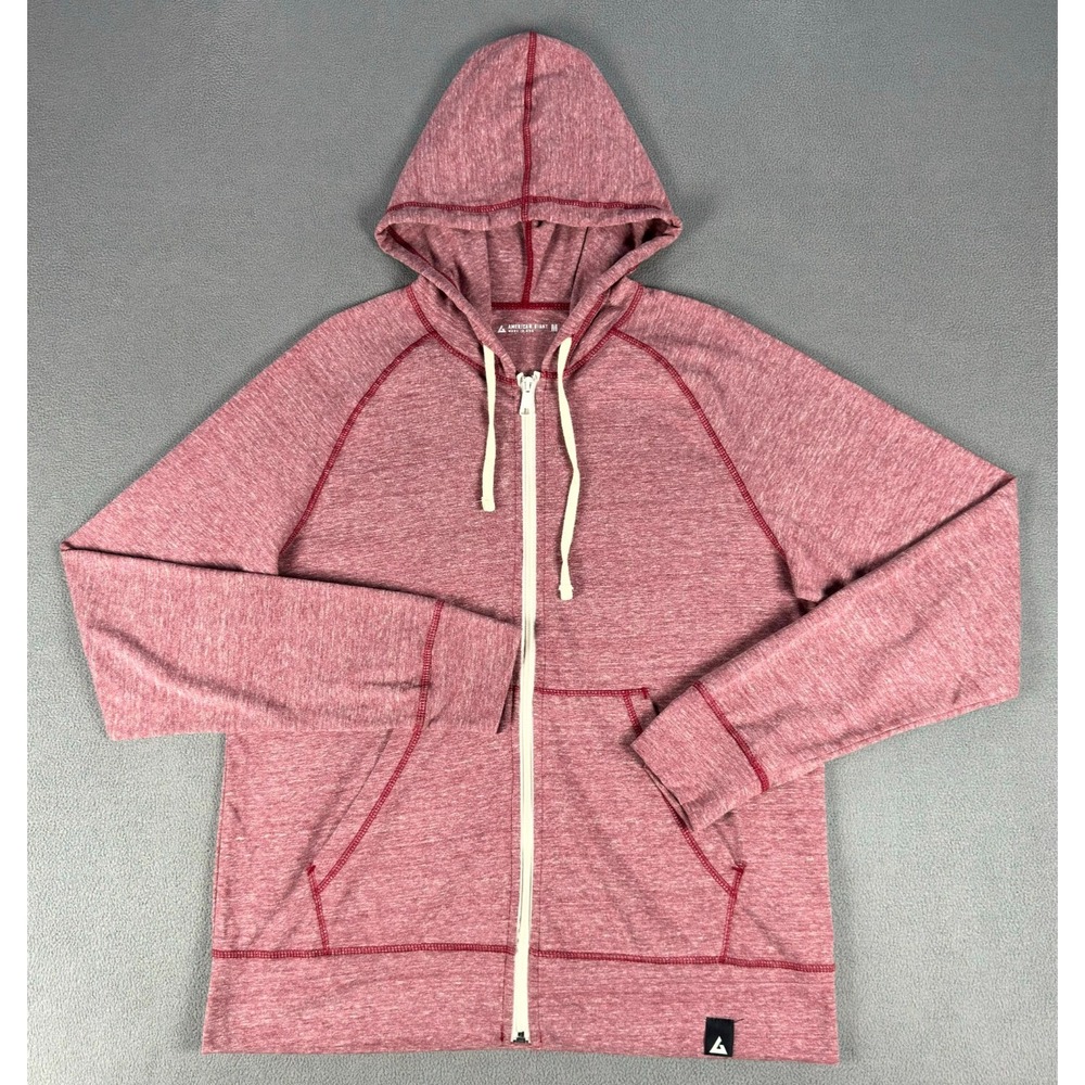 American Giant Hoodie Jacket Mens Medium Heather Red Lightweight Jersey Lounge